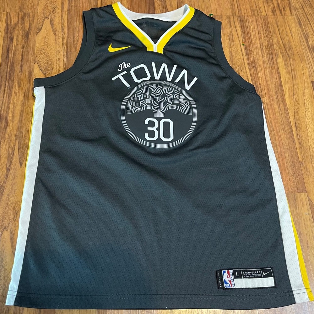 Nike Golden State Warriors Stephen Curry Jersey L The Town Statement Grey NBA 30
